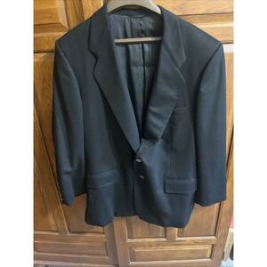 Men's Size 40 Custom Made Wool Jacket Richard Bennett 2 Button Vintage Black
